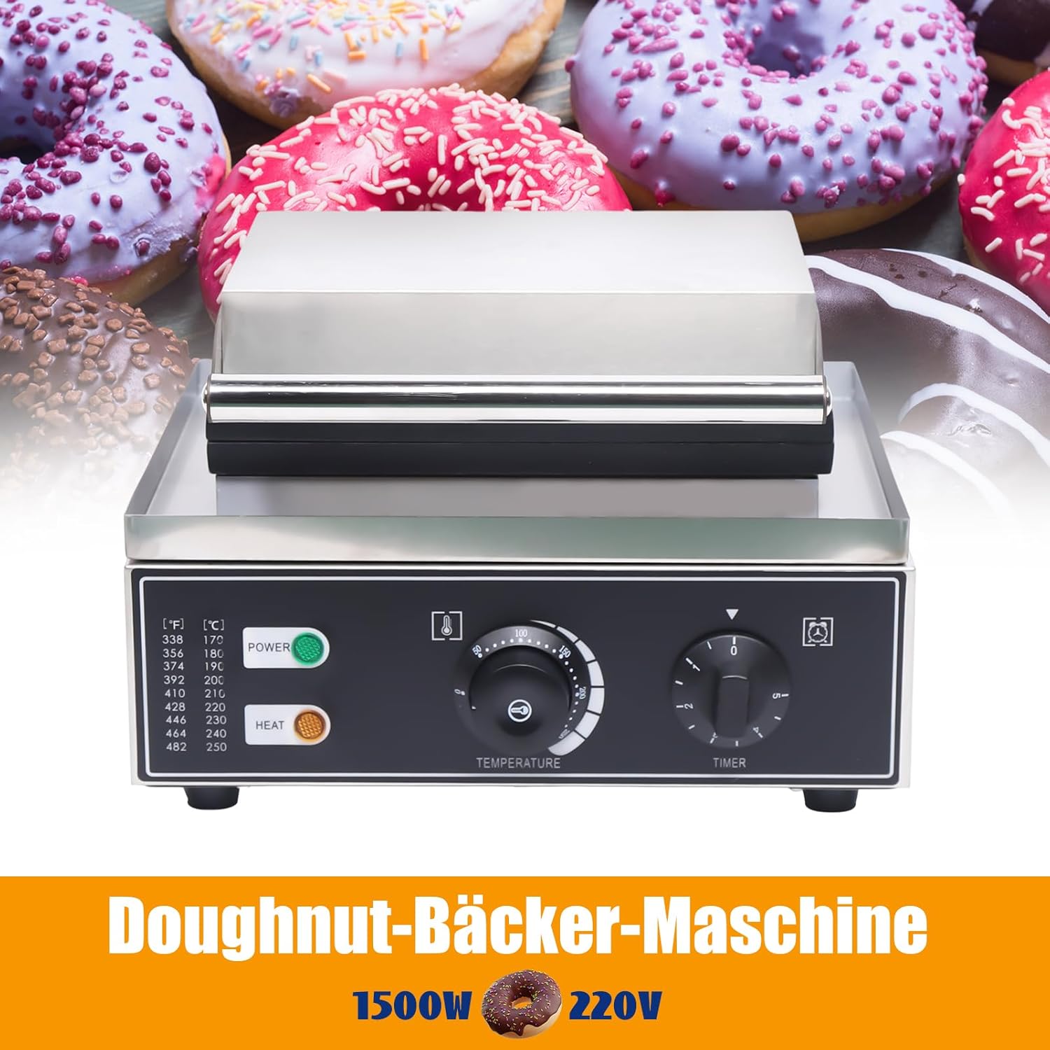 Electric Donut Maker, 12 Holes Mini Double-Sided Heating Pancakes Maker Machine, 1550w Commercial Mini Non-Stick Pan Donut Machine for Bakery Dessert Coffee Shop Kitchen
