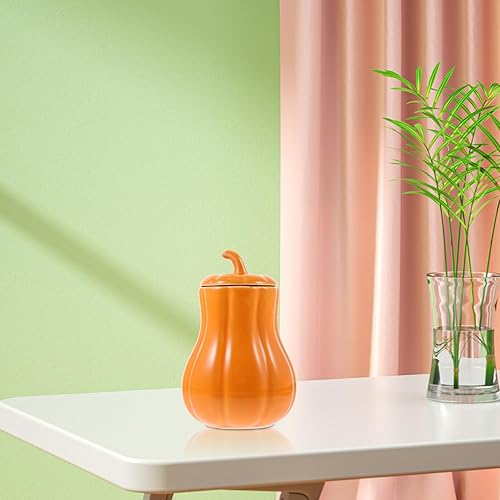 Miniatura 4 de UPKOCH Tarro de té de cerámica con forma de calabaza, tarro de caramelo suelto, tarro de té, café, azúcar, recipiente de alimentos para decoración