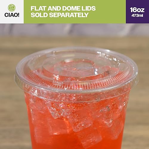 Miniatura 96 de CIAO! Tapa plana PET con ranura para pajilla, diseñada y apta para vasos de bebidas frías PET de 9 oz/12 onzas, 3.622 in (caja de 1,000)