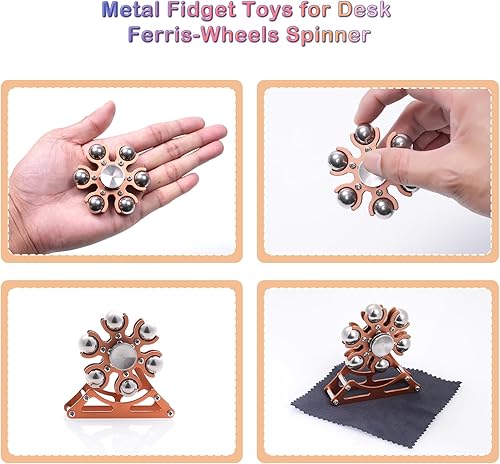 Miniatura 4 de Juguetes antiestrés de escritorio para ruedas de la fortuna 4 mins Kinetic-Metal-Spinner, Gadgets geniales para niños, niños, adolescentes, adultos,