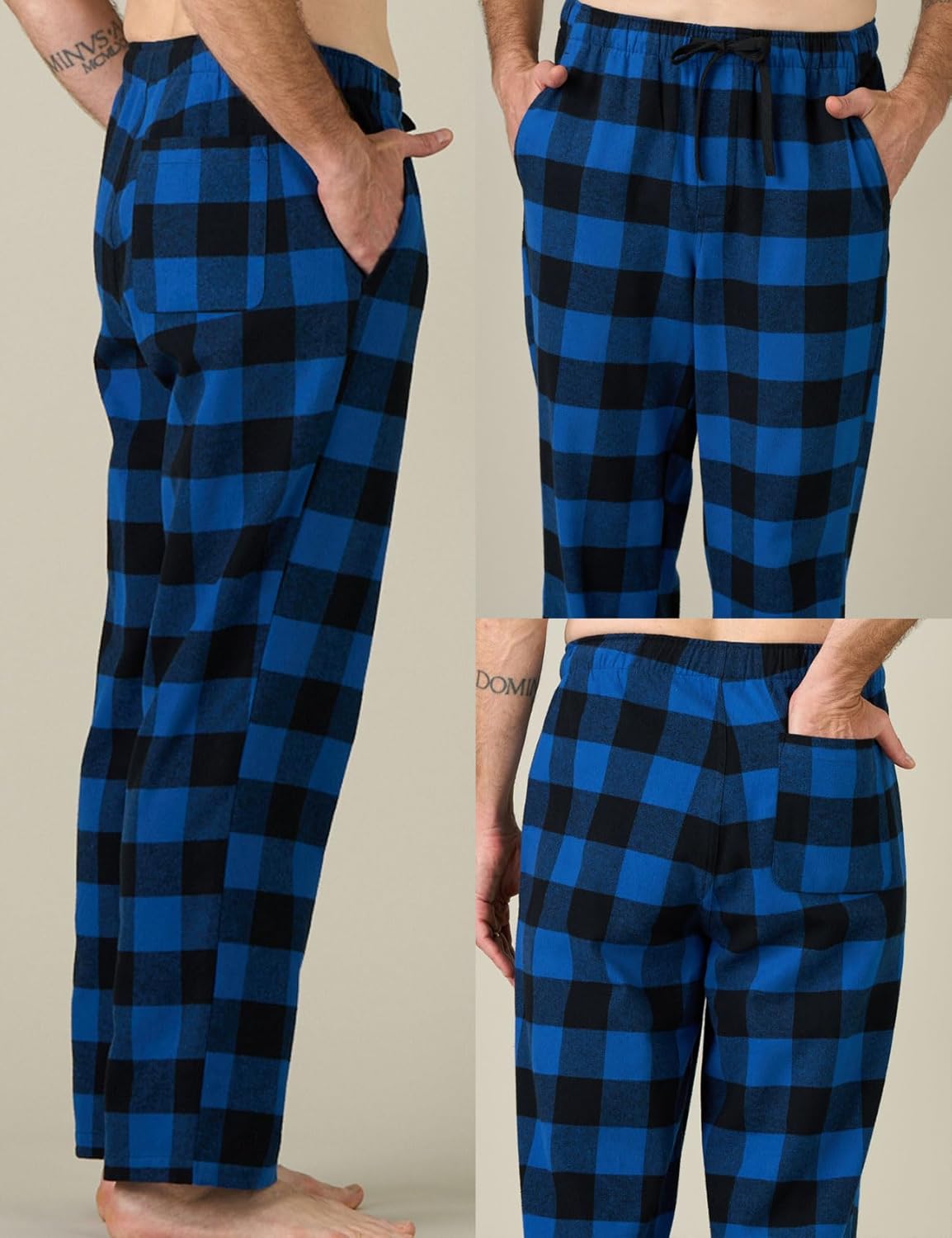 LAPASA Men's Pajama Pants Cotton Flannel Plaid Lounge Fleece Warm Sleepwear Pants PJ Bottoms Drawstring and Pockets M39/M128 - Image 4