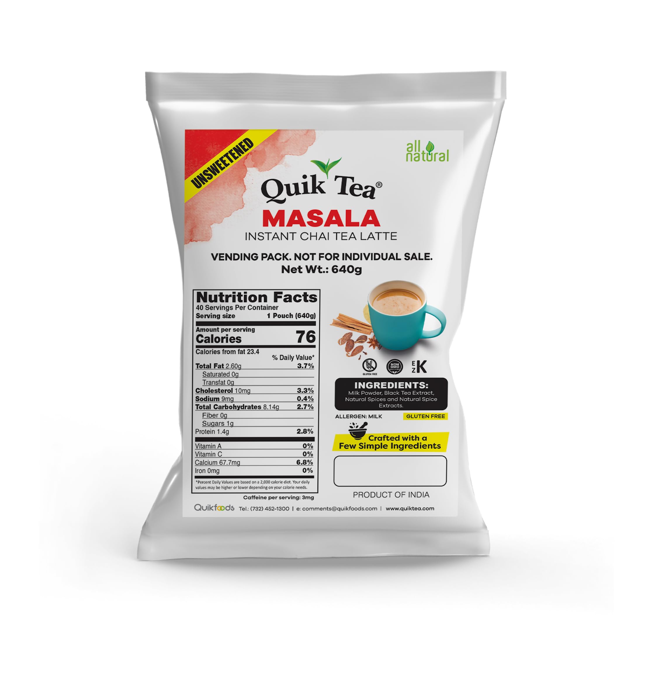 茶 nacky Amazon.com : QuikTea Masala Unsweetened Chai Tea Latte - Bold