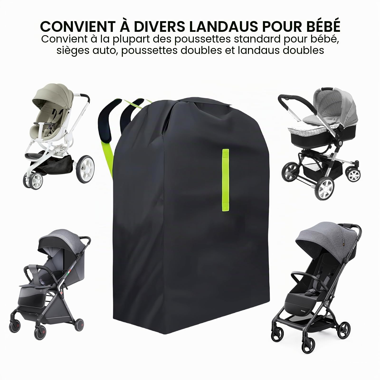 sac de transport robuste et étanche, grand sac de poussette 600D pour voyage en avion, rangement pour siège auto