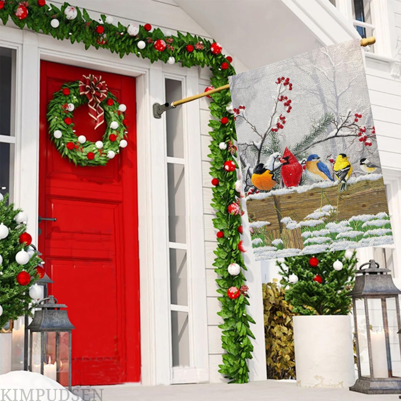 Winter House Flags for Outside, Cardinal Bird Pine Twigs Berry Large Yard Flags for Seasonal Christmas Winter Farmhouse Holiday Decoration 28x40 Inch Vertical Double Sided - Image 6