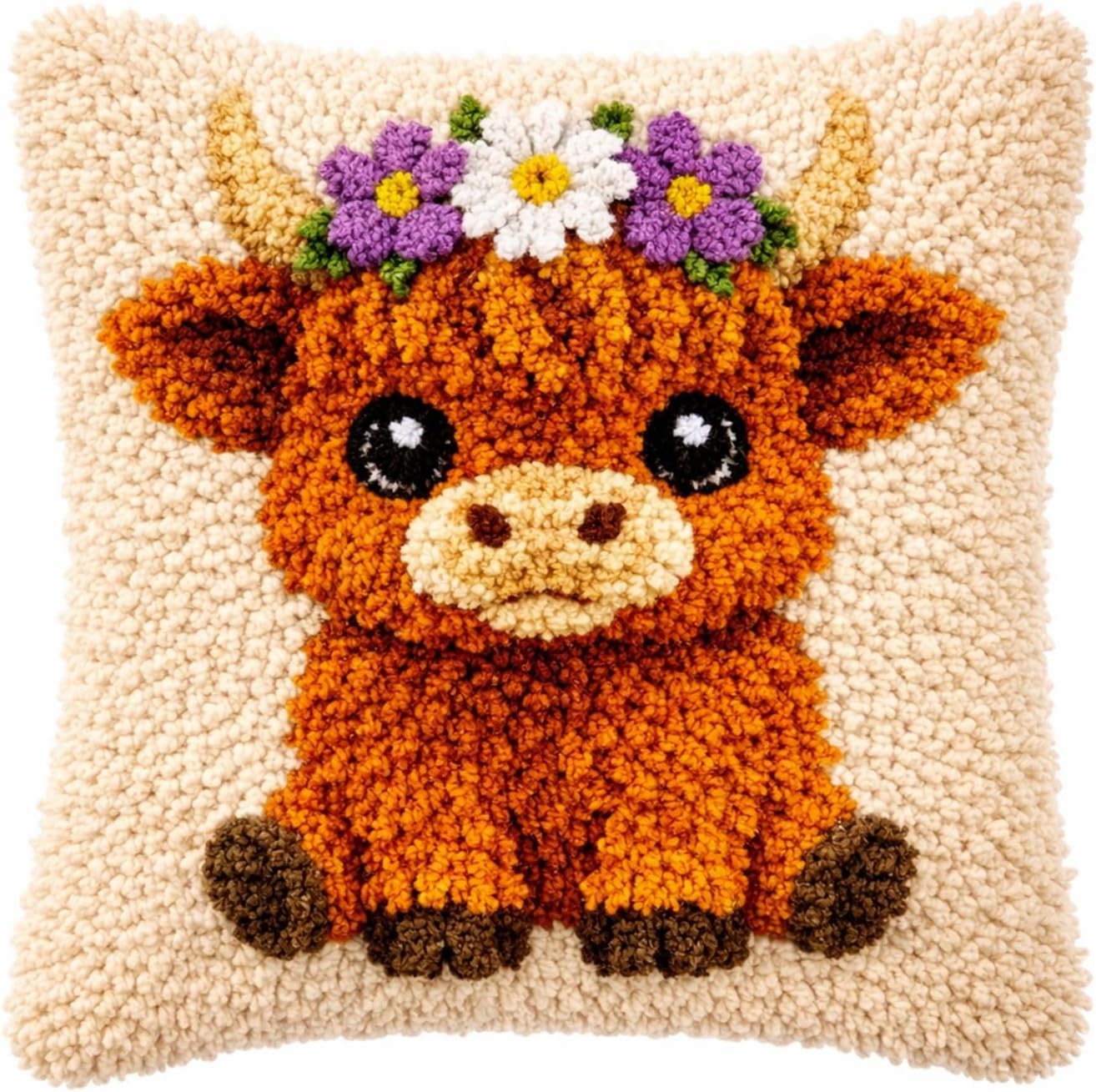 YOOTOM Calf Latch Hook Pillow Kits,Crochet Cushion Making Kits