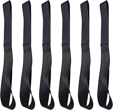 Black Soft Loop Tie Down Straps 6 Pack 4500Lbs Breaking Strength and 1500Lbs Load Capacity, 12 * 1in Heavy Duty Tie Down Loops for Securing ATV UTV Motorcycles Scooters Dirt Bikes Lawn Equipment