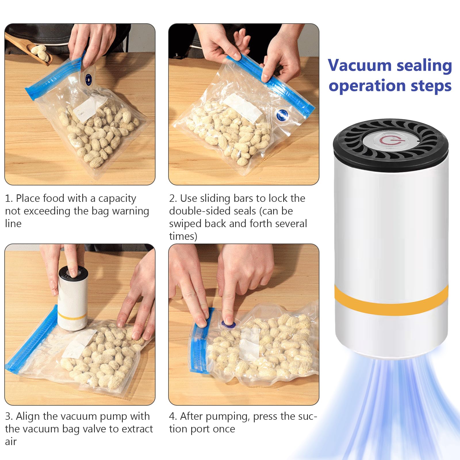 Mini sigillatrice sottovuoto manuale, Mini macchina sottovuoto con 15 sacchetti sottovuoto, sigillatrice sottovuoto per alimenti, Mini sigillatrice sottovuoto, sigillatrice sottovuoto USB ricaricabile