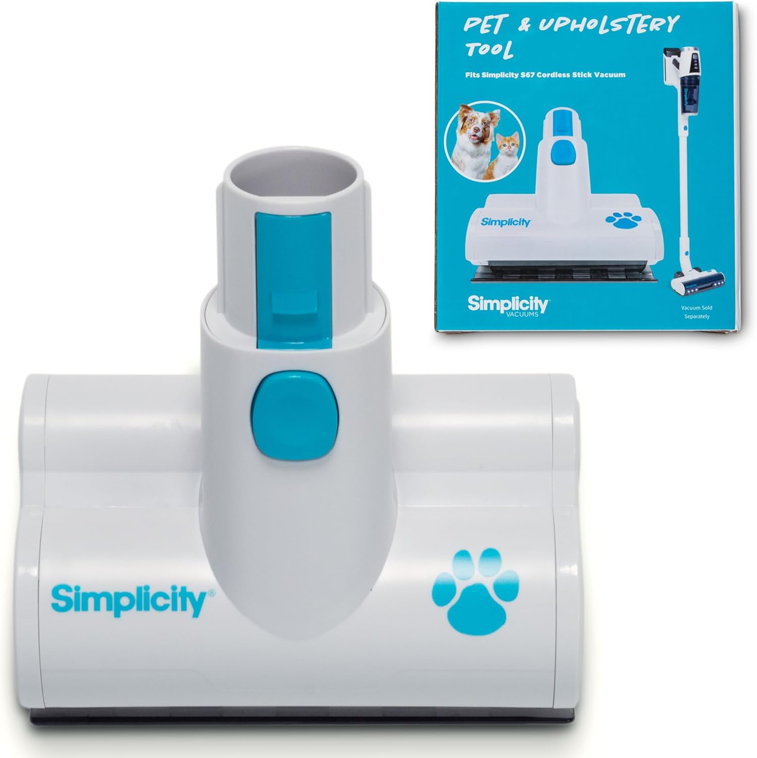 Simplicity Vacuums Pet and Upholstery Tool S67TURBO, Motorized Accessory Only for the S67 Cordless Stick and Hand Vacuum, Ideal for Cleaning Pets Hair, Stairs, Furniture, Cars, and More
