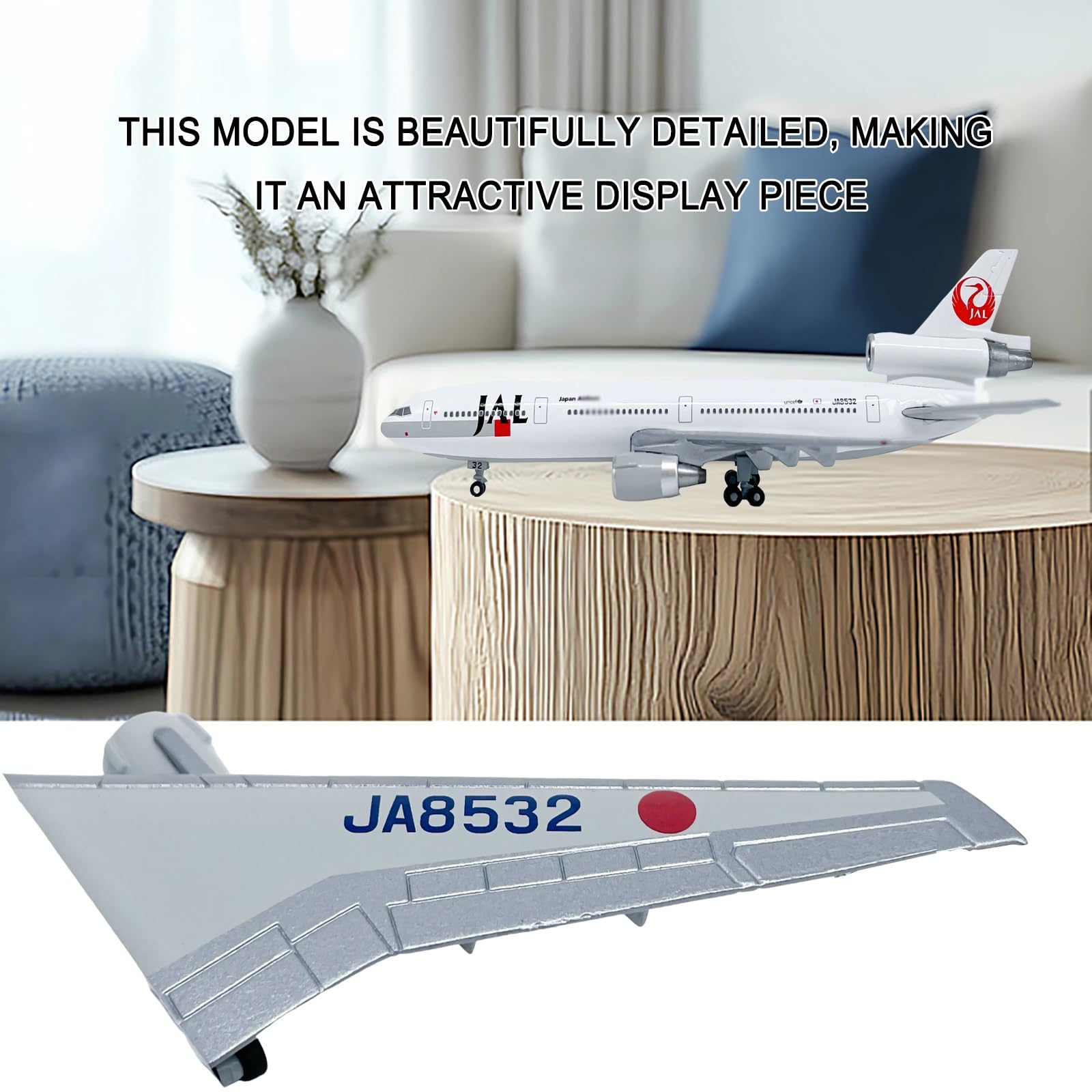 Modello aereo preassemblato metallo pressofuso JAL DC-10 scala 1:400 con espositore JA8530 Simulazione alta precisione, regalo for collezionisti aviazione, decorazione tavolo for adulti