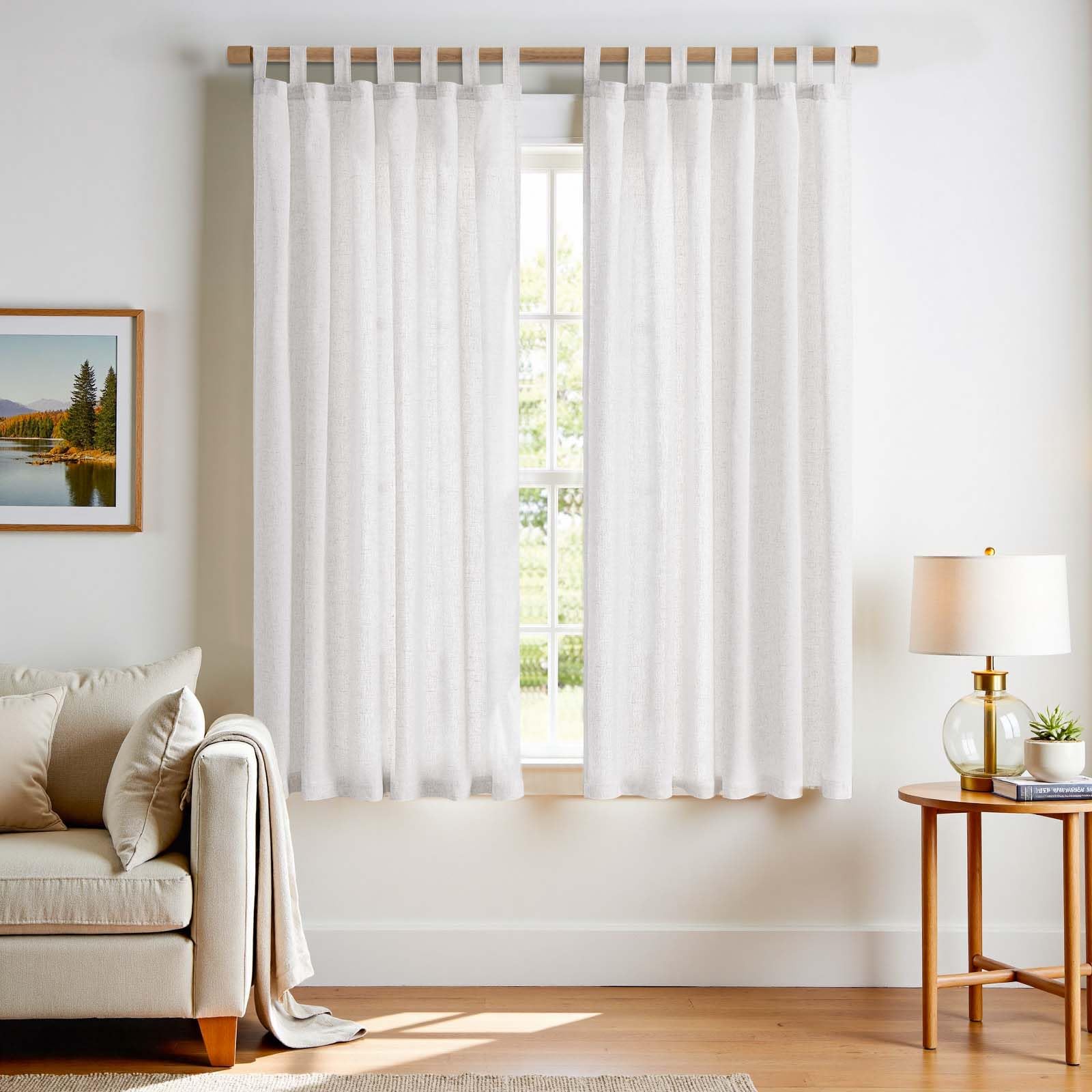 TOPICK Gardinen Leinen Vorhänge für Wohnzimmer Schlafzimmer Stores Halbtransparent