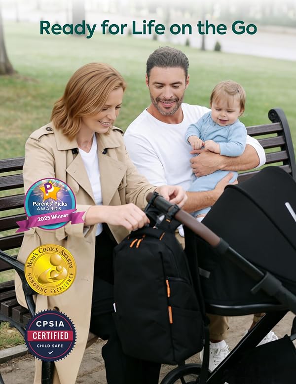 Babelio Grid Wizard Diaper Bag Backpack - Multi Function Waterproof Diaper Bag, Travel Essentials Baby Bag with Insulated Bottle Holders, Baby Shower Gifts, Black by Babelio - Image 8