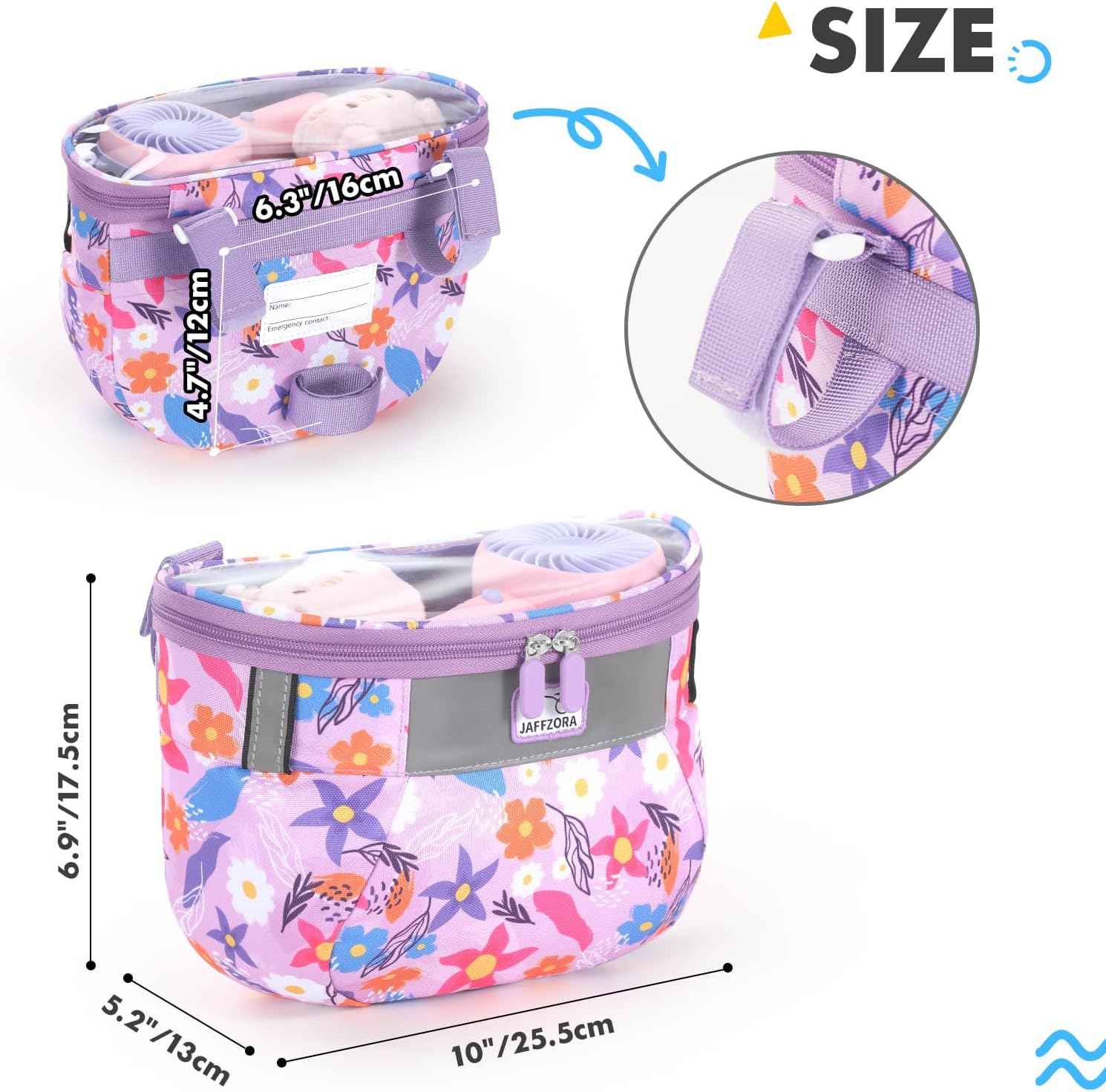 Kids Bicycle Basket, Front Frame Handlebar Bag for Toddler Scooter Tricycle Bike, Fabric Bicycle Basket for Boys & Girls