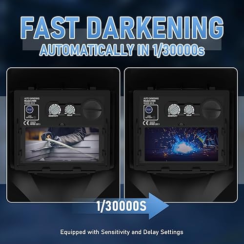 Miniatura 8 de Alpotto 1111 casco de soldadura de oscurecimiento automático de color verdadero de claridad óptica, capucha de máscara de soldadura de batería de