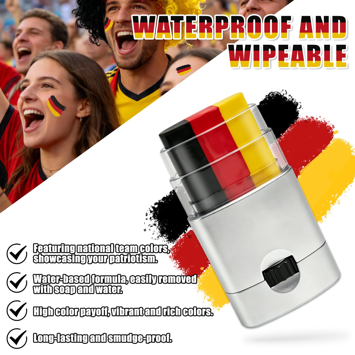 8 unidades de artículos para fans de Alemania, decoración del Mundial de Fútbol 2026, paquete con gafas de sol, lápiz de maquillaje, bandera, pulsera, bandera, peluca para fiestas, estadios