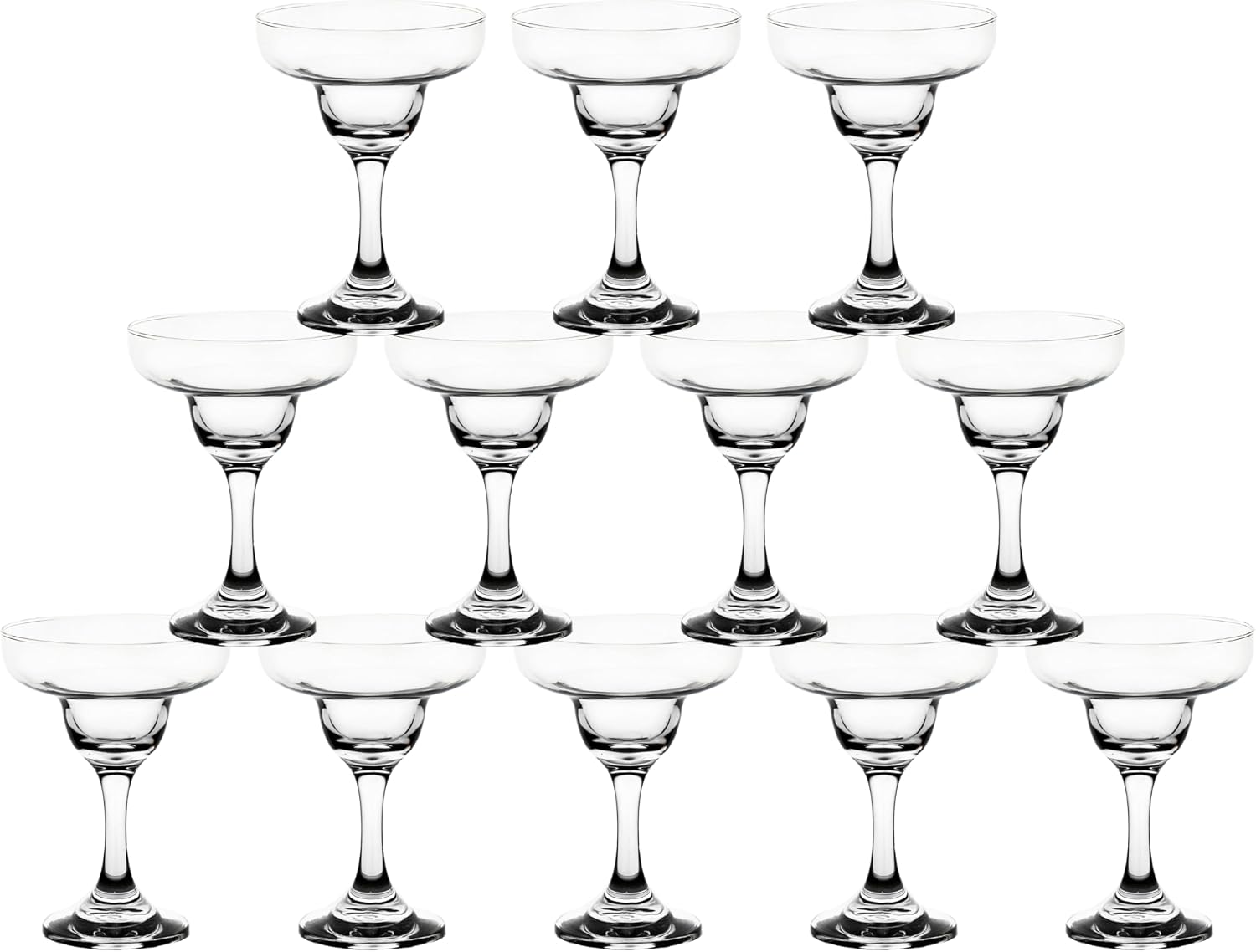 Elegant Margarita Glasses, 7 Ounce - Set of 6, Transparent Coupe Glassware - Crystal Clear Glass with Stem for Sparkling Wine, Cocktails and Mocktails - Bartender Glasses for Bar and Party