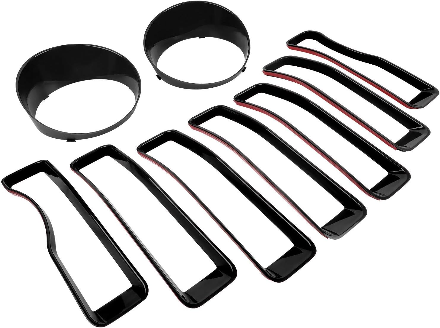 Bonbo Mesh Grille Grill Insert & Headlight Turn Light Cover Trim Exterior Accessories for Jeep Wrangler JL Sport/Sports 2018-2023 (Black)