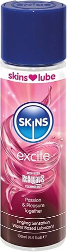 Skins Skins Excite - Lubricante compatible con condones a base de agua con tecnología Reaquav8, 4.4 onzas líquidas (4.4 fl oz)