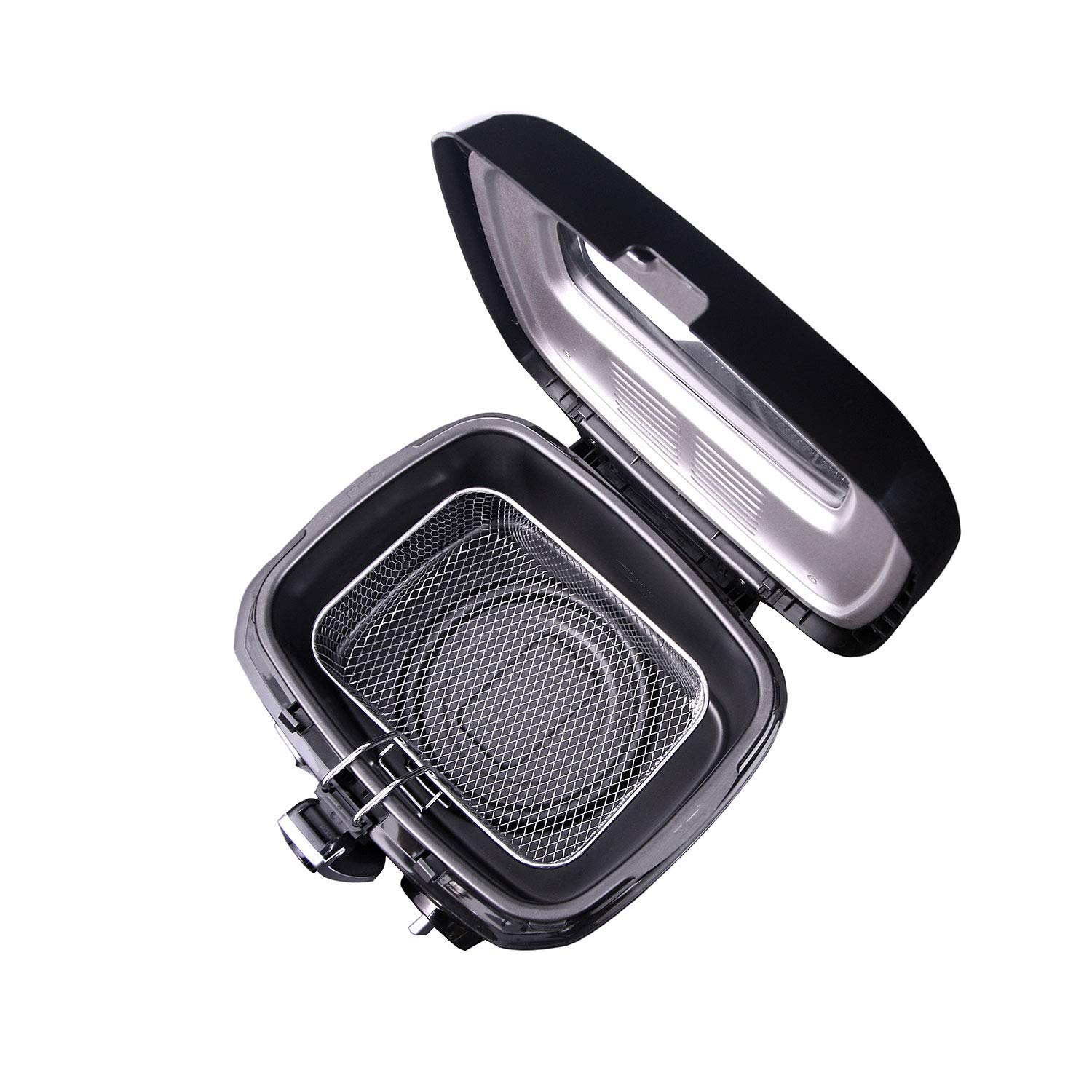 Mesko MS4908 Friggitrice ad Olio Elettrica, 2,5 Litri, Temperatura Regolabile, Secchio Antiaderente Rimovibile, Coperchio con Filtro Antiodore e Finestra, Facile da Pulire, 1800W, Nero