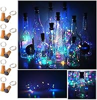 Vista 8 de Decorman Paquete de 10 luces solares para botellas de vino, 10 luces LED impermeables con forma de corcho de cobre para bodas, Navidad, exteriores