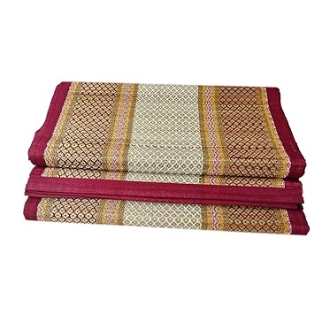 Montelal Store Traditional Sleeping Mat (Maroon White, Madurkathi River Grass, 4.5 X 6.5 Feet)
