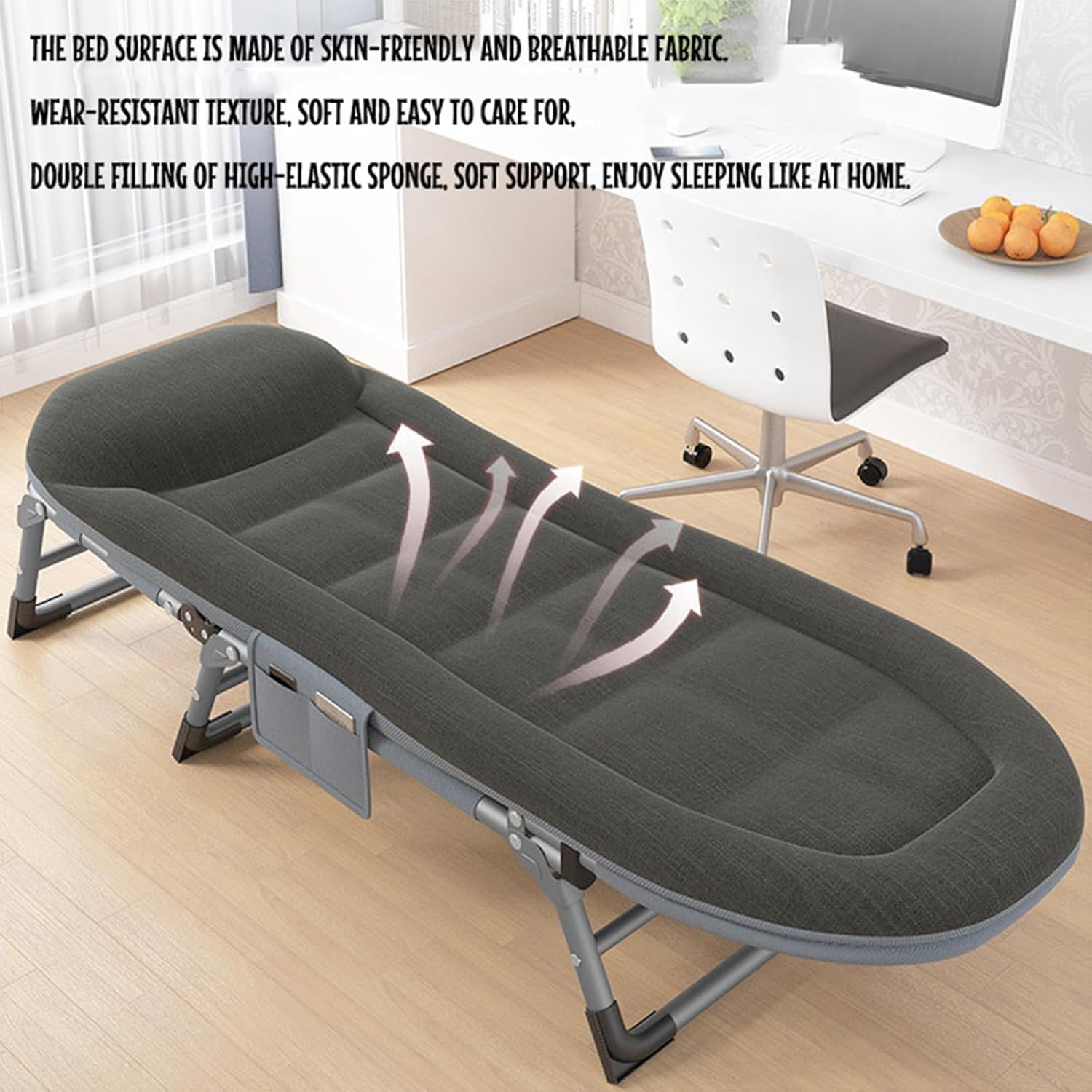 Folding Camping Cot for Adults Sleeping, 5-Position Folding Chaise Lounge Chair, Camping Cot, Outdoor Portable Lounge Chair Sleeping Cots Bed, Outdoor and Indoor,A