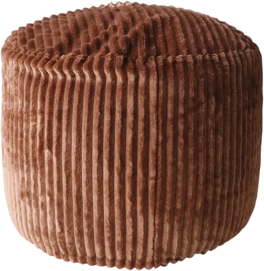 Unstuffed Pouf Ottoman Cover Round Floor Foot Rest for Couch Footstool
