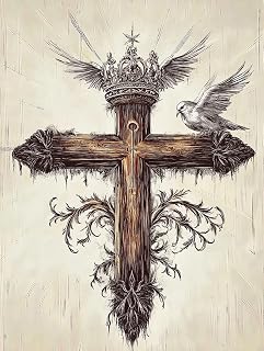 Crown on The Vintage Thorns Cross Diamond Painting Kits for Adult Beginner Full Drill 5D Diamond Gem Art for Home Wall Decor 12x16 Inch