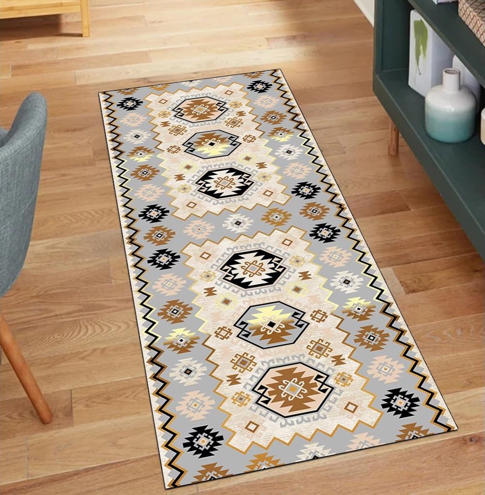 Alfombra pasillo vintage beige antideslizante que evita caídas