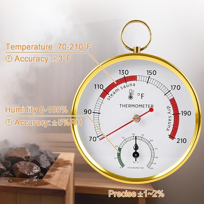 Termómetro y higrómetro para sauna con pantalla en Fahrenheit y humedad precisa miniatura 3