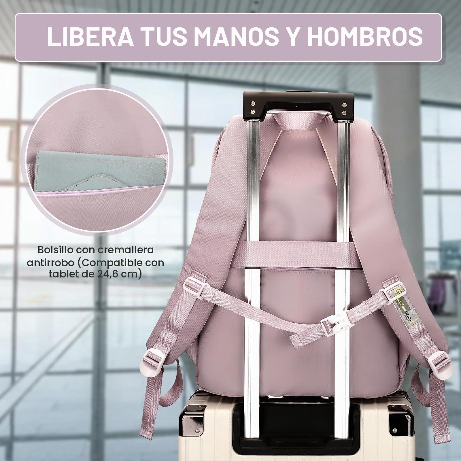 Amythe Mochila para Niñas de Primaria, 40L Mochilas Escolares para Adolescentes, Mochila Infantil Ligera y Adorable, Mochila de Viaje Casual para Chicas, Apta para Carrito, Morado