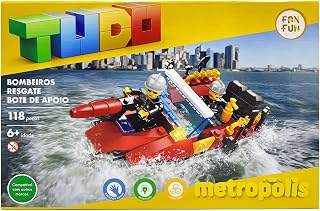Blocos De Montar - Bombeiros Bote De Apoio - 118 Pcs - Marca Tudo
