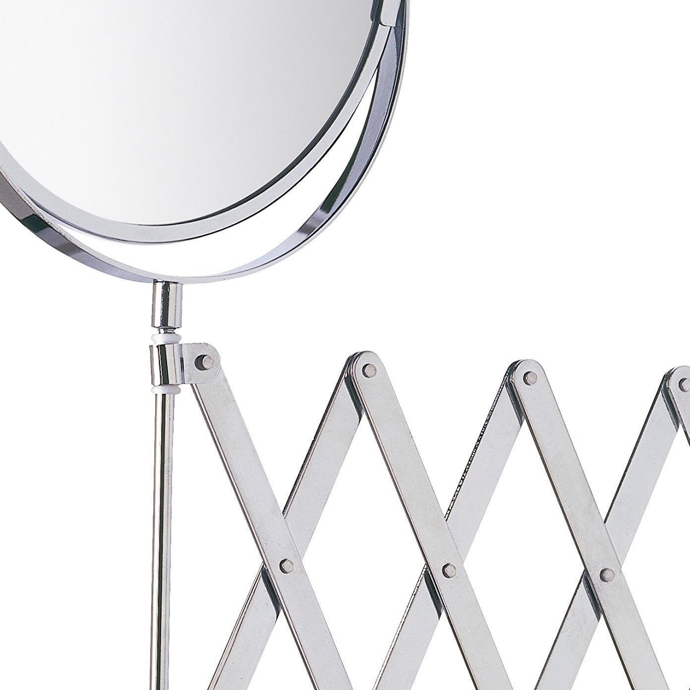 Wenko, Chrome, 7.5 x 15.2 x 19.7 in Wall Mounted Bathroom, Magnifying Makeup Mirror For Cosmetic Use, Steel, Dimensions