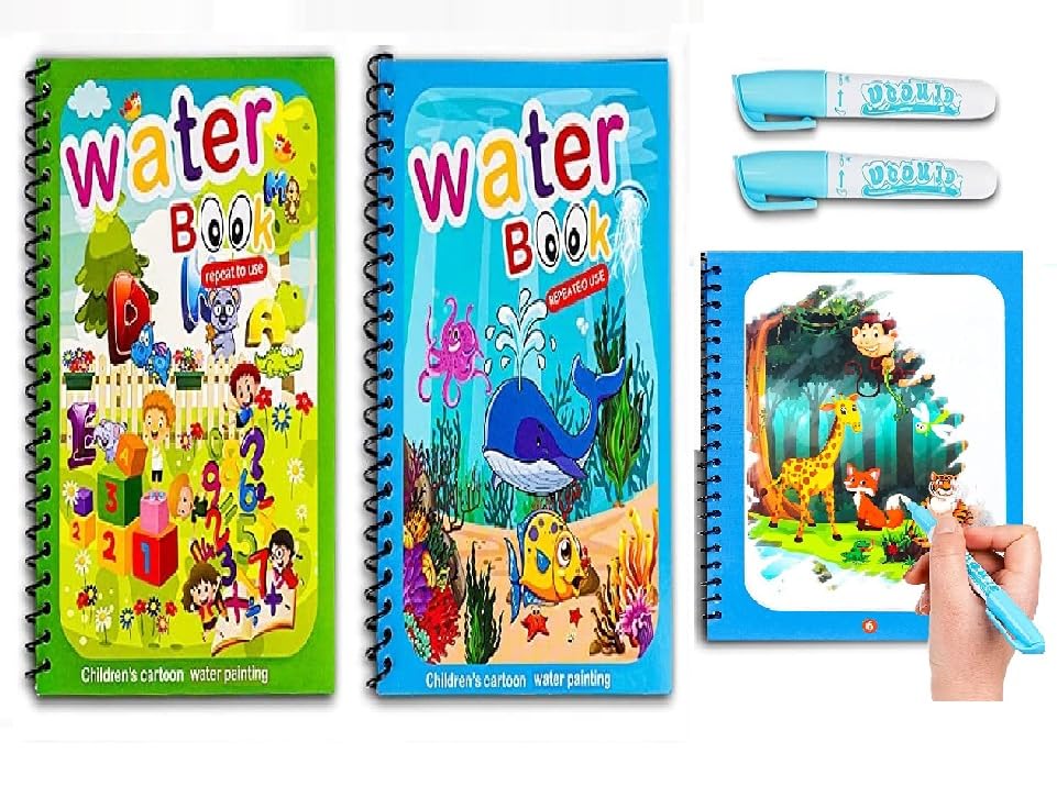 ANKIRANT Reusable 2 Magic Water and 2 pan Set Coloring Painting Book for Kids - Self Drying 2 Water Pen - (Random Design & Assorted Color) (B0CFVFTCP1) Amazon Price History, Amazon Price Tracker