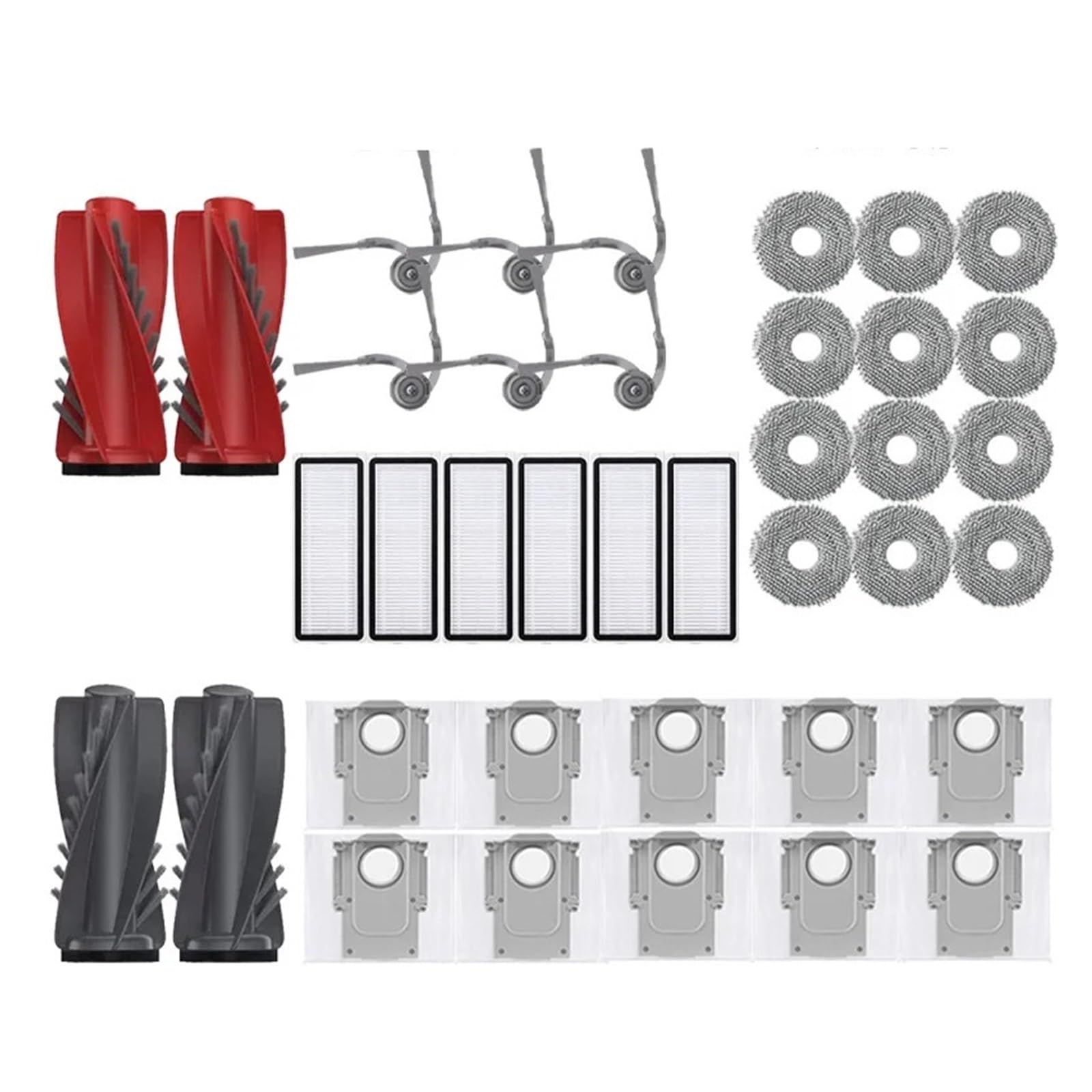 PORRSYDCD Main Roller Side Brush Hepa Filter Mop Cloth Dust Bag Parts Replacement，Compatible With Roborock Qrevo Curv Robot Vacuum Cleaner Accessories(38pcs)