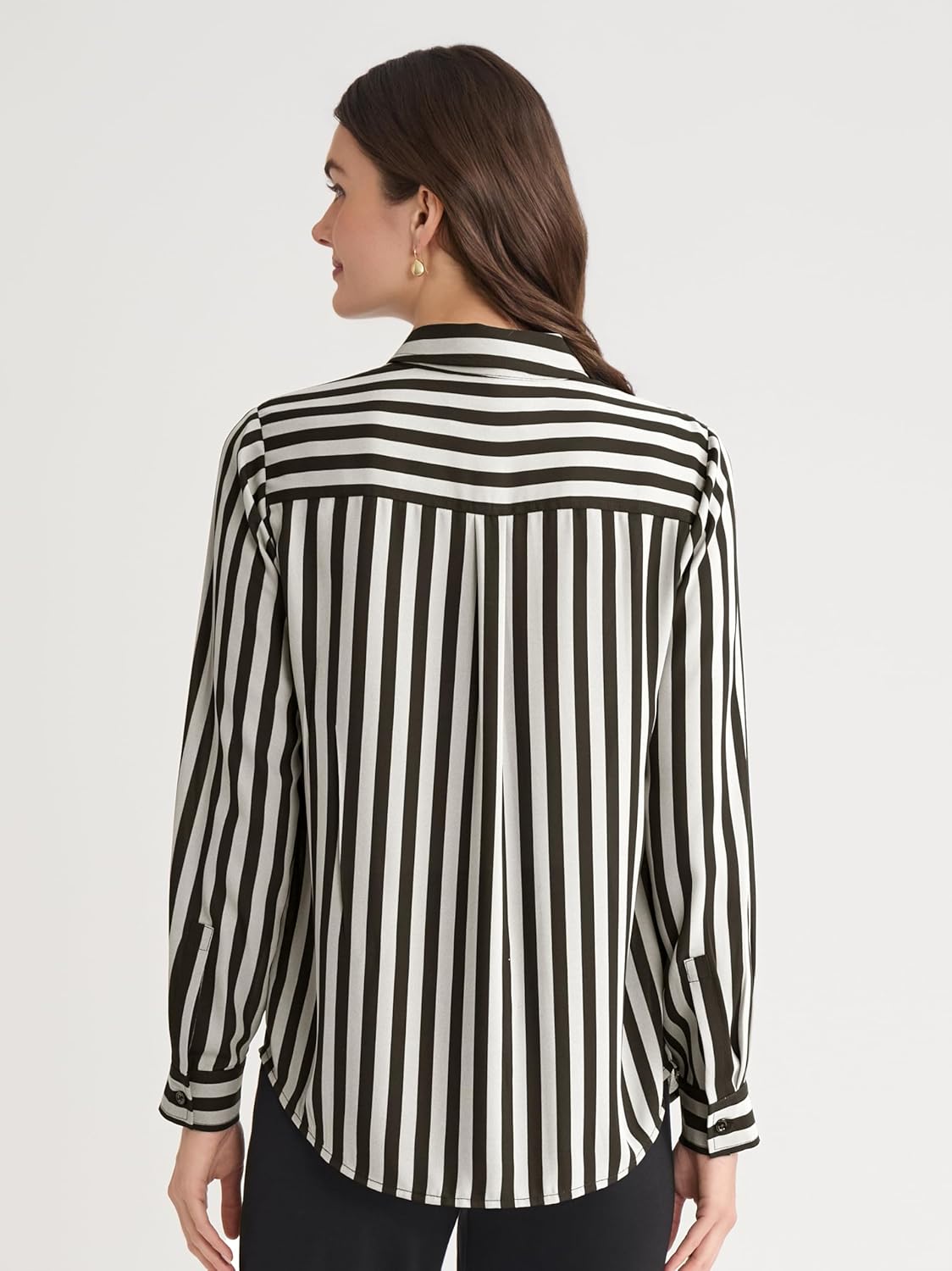 Kasper Women's Stripe Long Sleeve Button Front Blouse - Image 3