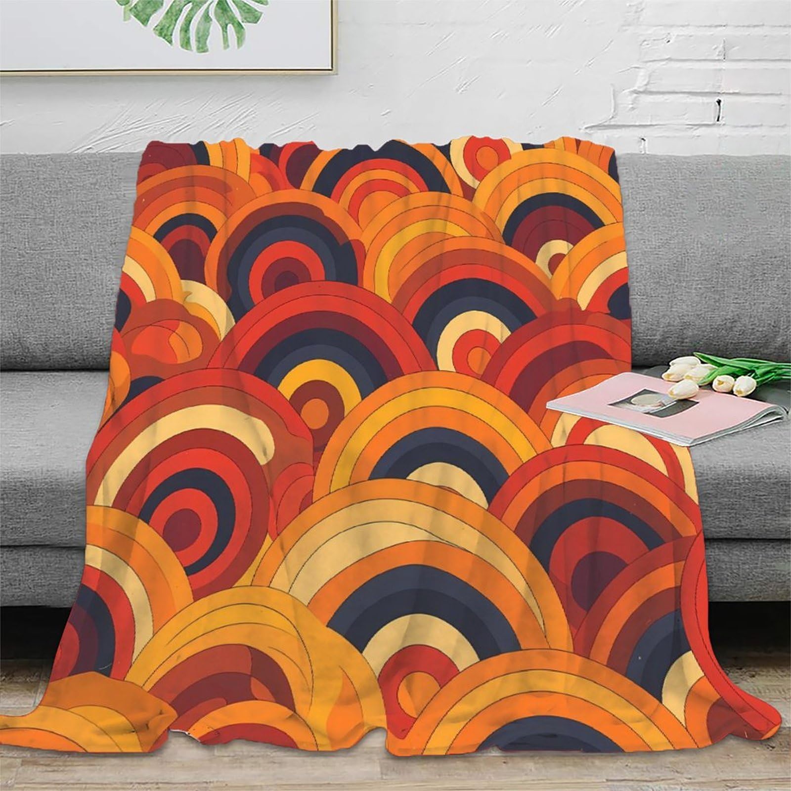 Couverture moelleuse microfibre rétro à motifs 3D pour jeté de lit 150x200