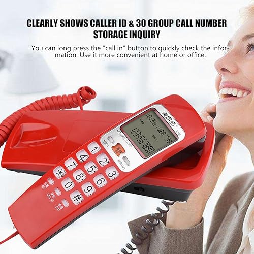 Miniatura 4 de Teléfono con cable, teléfono fijo de tamaño mini con identificación de llamadas y dial retroiluminado, consulta de almacenamiento de número de