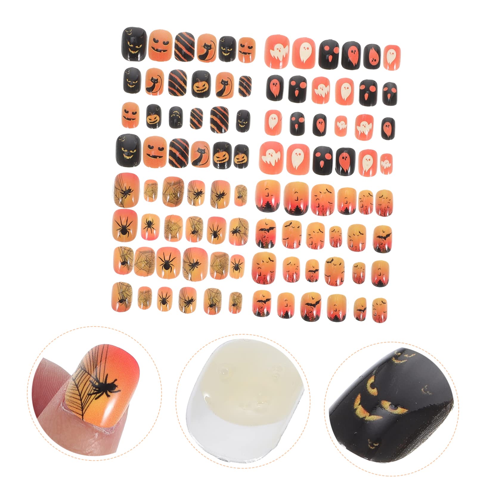 Beavorty 384 Piezas Pieza De Uñas Puntas De Uñas De Halloween Bricolaje Uñas Falsas Palos De Muestra De Uñas Postizas Uñas Postizas Largas Cobertura Completa Bolsa De Fiesta Acrílico Niño