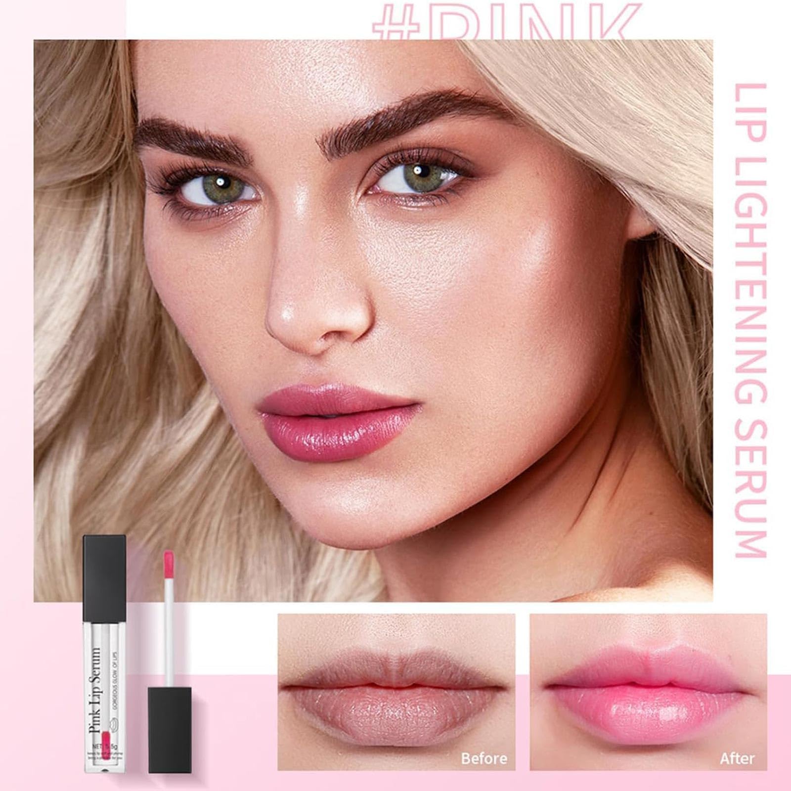 2Pack Pink Lip Serum Plumper, Color Changing Lip Gloss, Pink Lip Serum Plump Gorgeous Glow of Lips - Image 2