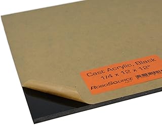 Black Acrylic Plastic Sheet, Cast Acrylic for Laser Cutting/Engraving, Solid Vibrant Color, 12" X 12" X 0.236" (1/4"), Cast Acrylic, Plastic Sheet, Paper Film, Easy to Cut/Etch, DIY/Hobby, for Laser.