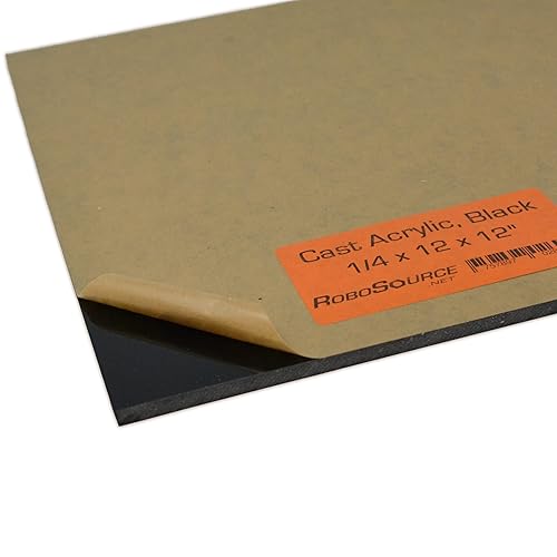 Hoja de plástico acrílico negro, acrílico fundido para cortegrabado láser, color vibrante sólido, 12 x 12 x 0.236 pulgadas (14 pulgadas), acrílico