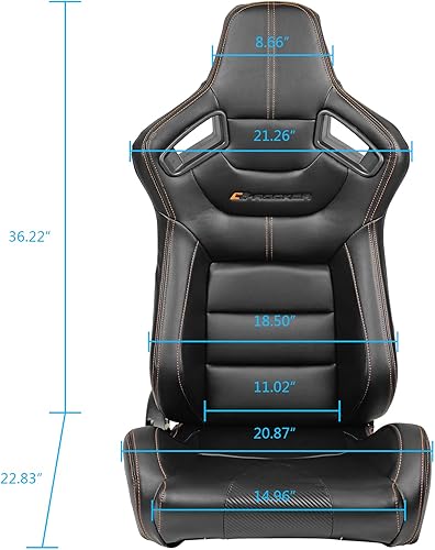 Miniatura 6 de FREEMOTOR802 Asientos universales de carreras, asientos deportivos reclinables con control deslizante de doble bloqueo ajustable, 1 pieza (lado del