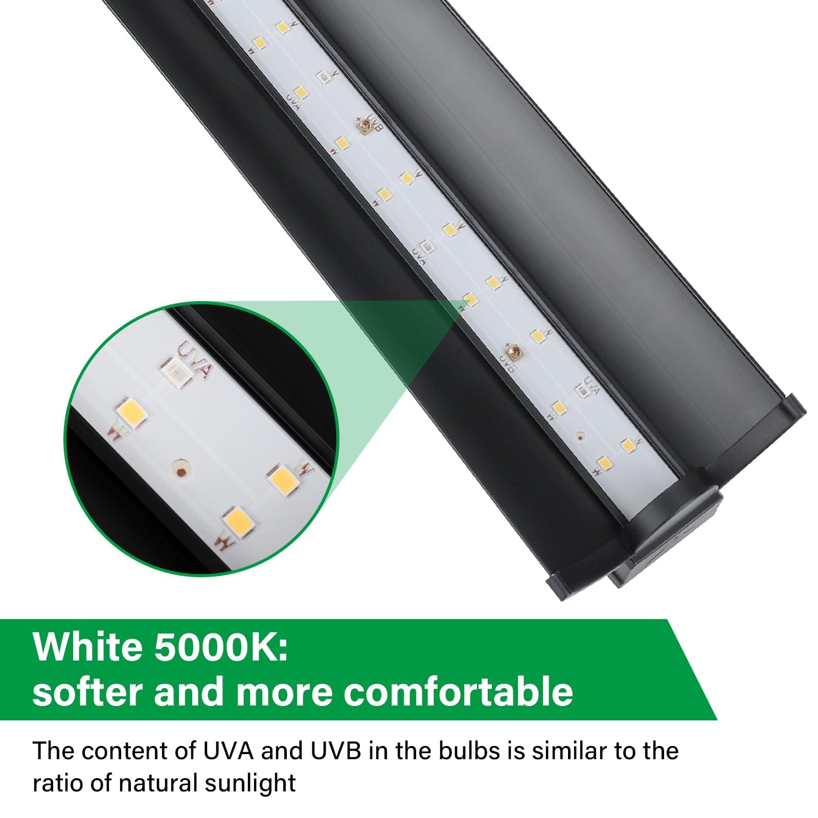 UVB Light for Reptiles, 10W HO LED UVB Reptile Light Fixture UVA UVB Lamp Bulb Terrarium Light for Bearded Dragon Turtle Snake Crested Gecko Chameleon, 12 Inch - image 4