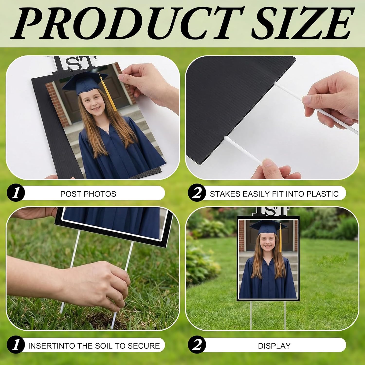 AceOrbit 14 Pcs Graduation School Picture Frame Yard Signs 9 x 16 Inches K-12 School Photo Display Frame DIY Professional Photo Holder Set Picture Display Board