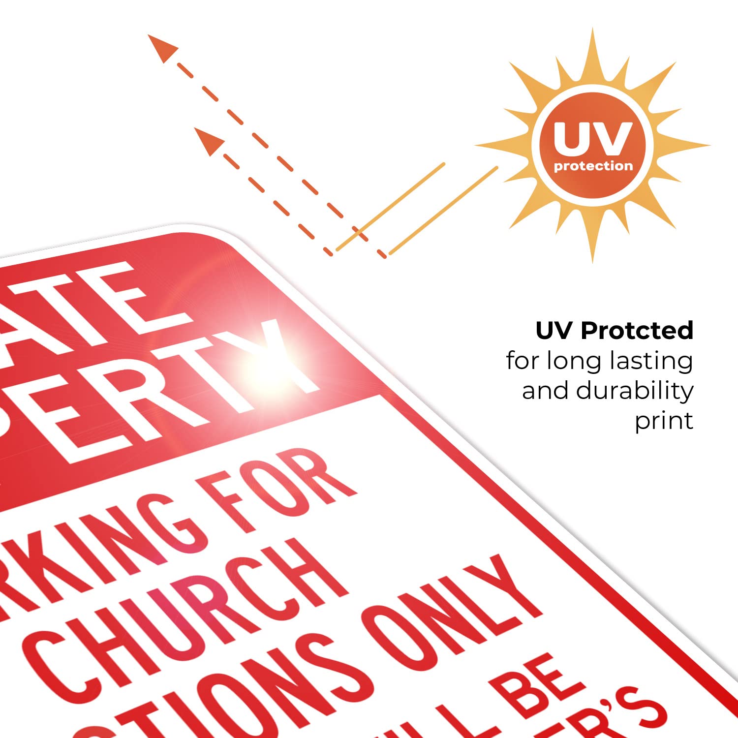Private Property Parking for Church Functions Only Others Will Be Towed Sign, 18x24 Inches, Rust Free .063 Aluminum, Fade Resistant, Made in USA