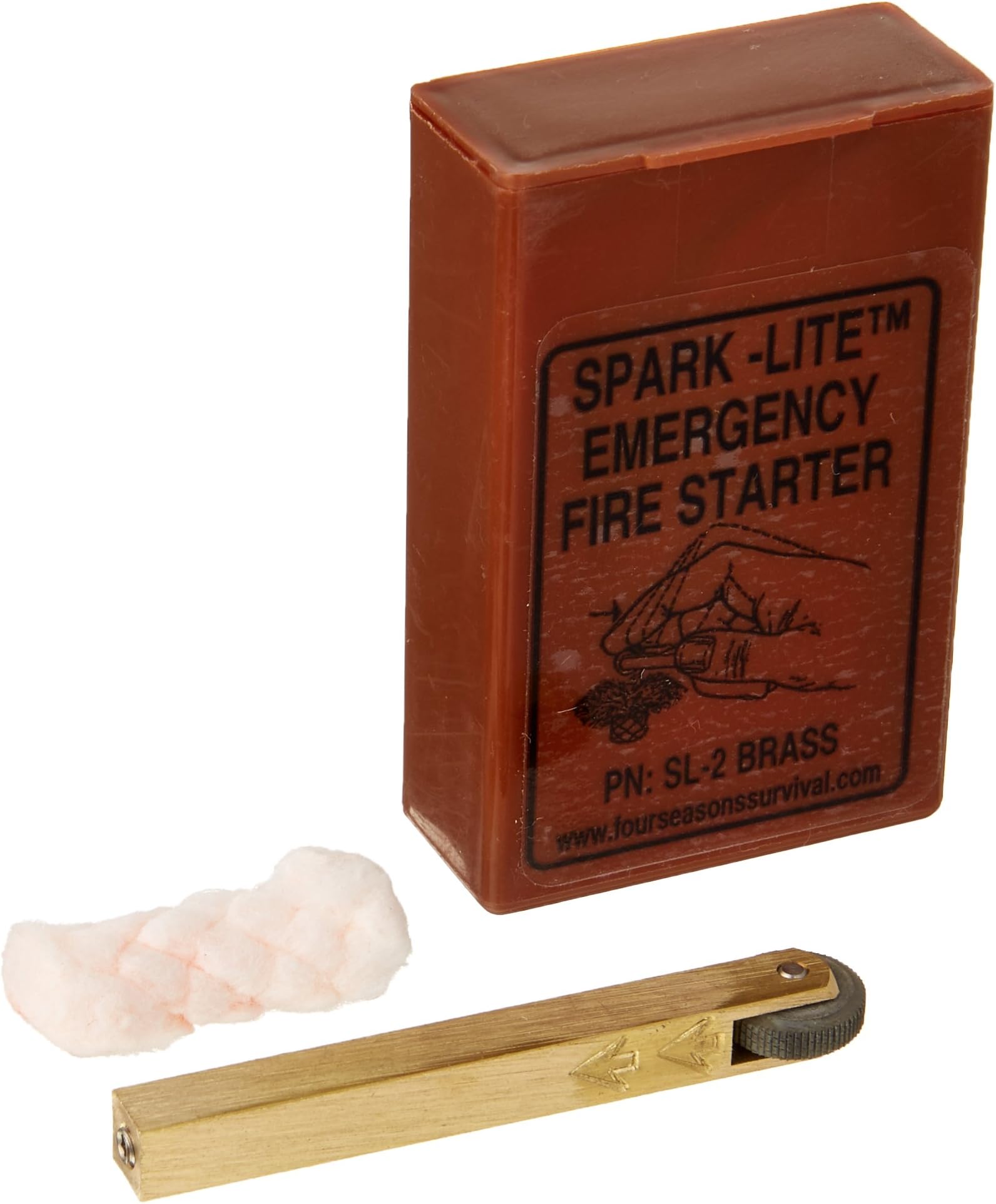 Four Seasons Survival Brass Spark Lite Aviation/Military Survival Fire Starter Kit with 8 TinderQuik Tabs