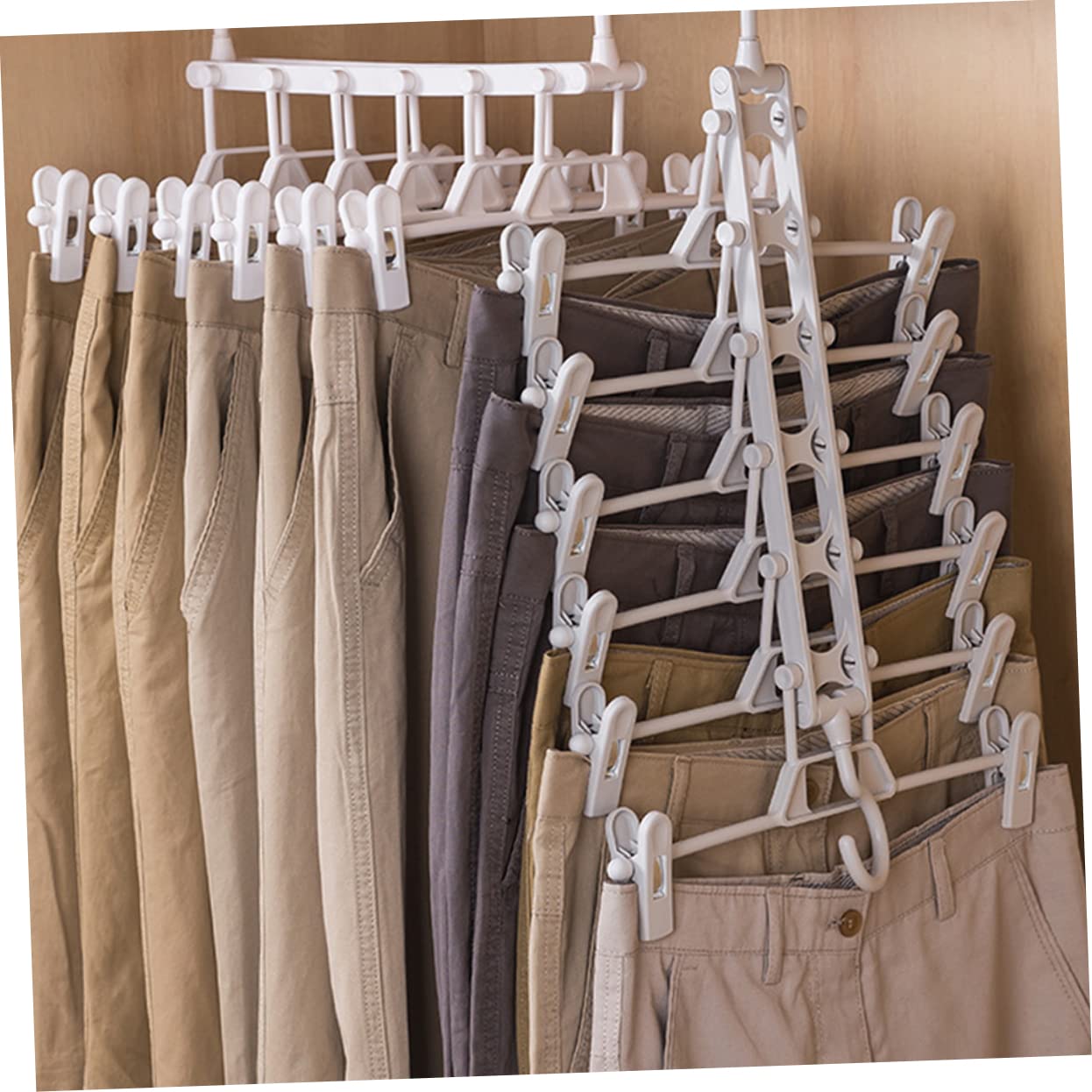 Garneck 1pc Pants Rack Closet Organizer Hangers for Slacks Pant Hangers with Clips Pants Storage Rack Fall-Resistant Hanger S Shape Hangers Folding Clothes Hanger Skirt Hangers Pp White