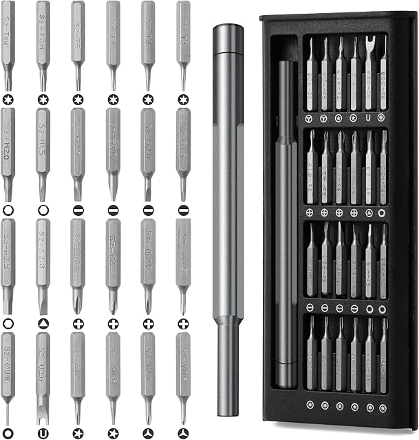 Precision Screwdriver Set,ProChosen 25 in 1 Screwdriver Kit Magnetic Repair Tool for Mobile Phone,Laptop,Watch,Electronic Workshops,Glasses Repair,Magnetic Groove Design for Easy Storage