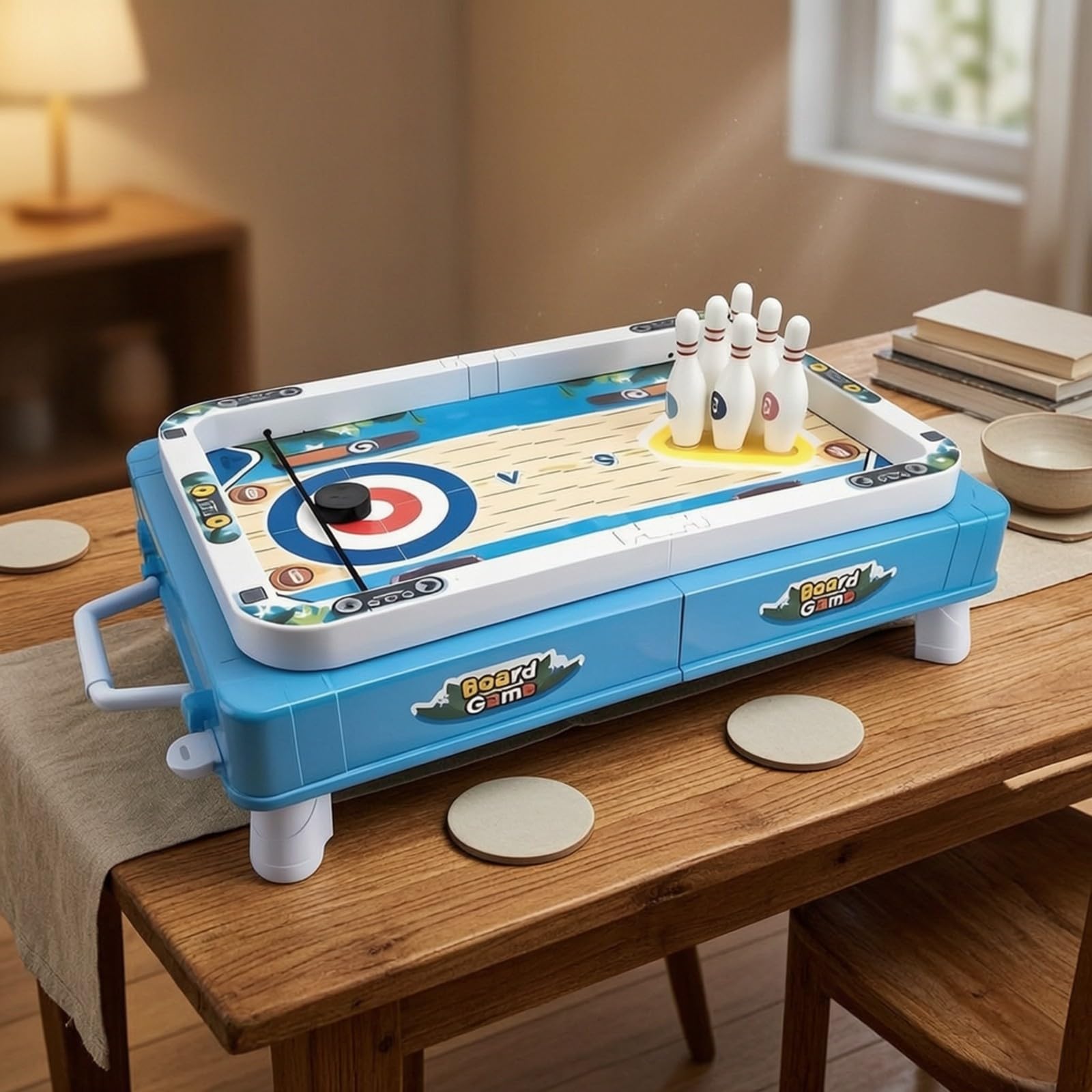 Tischhockey-Spiel mit Bowling-Modus Klappbar Portables Tischspiel mit Tragegriff Sportlich Thematisiert Hockey Brettspiel für , Familien,