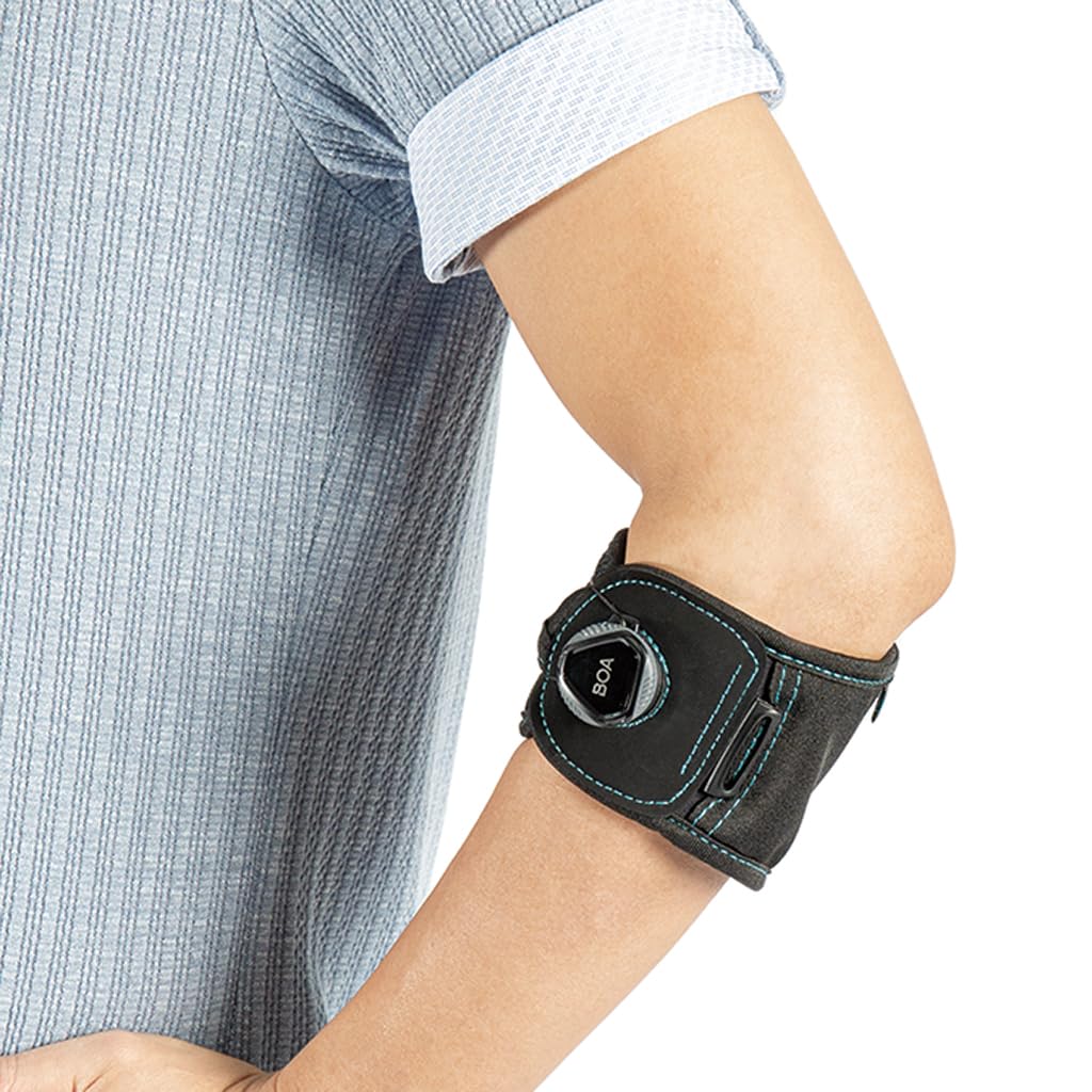 Q-Fit Elbow Strap with Compression Pad | Adjustable Forearm Support for Tennis Elbow, Golfer’s Elbow & Tendonitis | Q-Fit Dial System for Targeted Pain Relief & Muscle Stabilization | Large